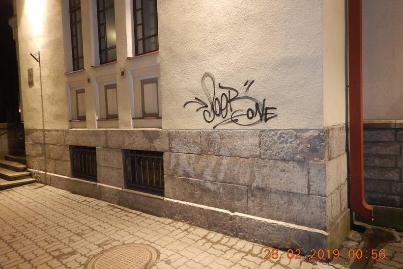 FOTOD JA VIDEO | Mupo patrull püüdis kinni Tallinnas seinu sodinud noortekamba liikme