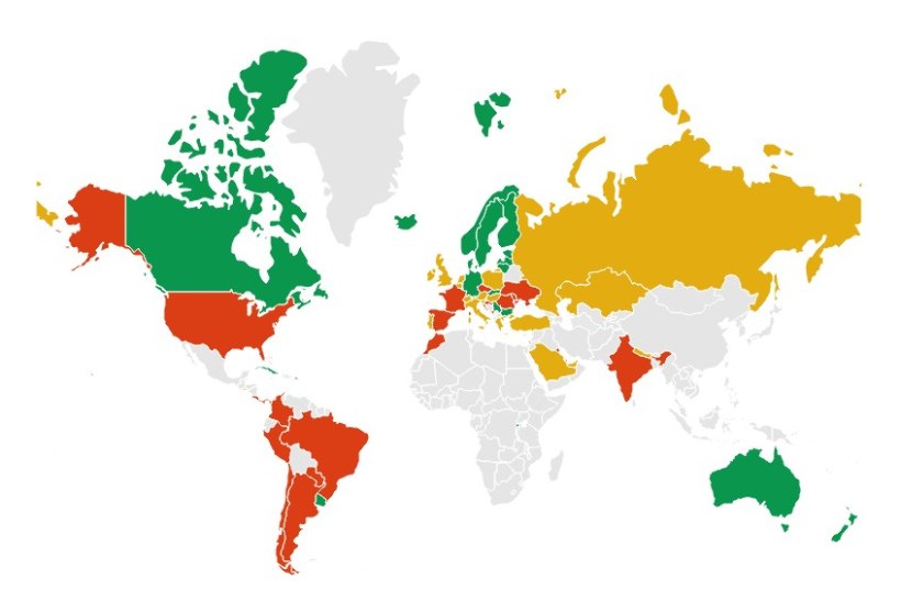 SUUR KOROONAKAART: vaata, milline näeb välja maailm Euroopa Komisjoni värvikoodi järgi!