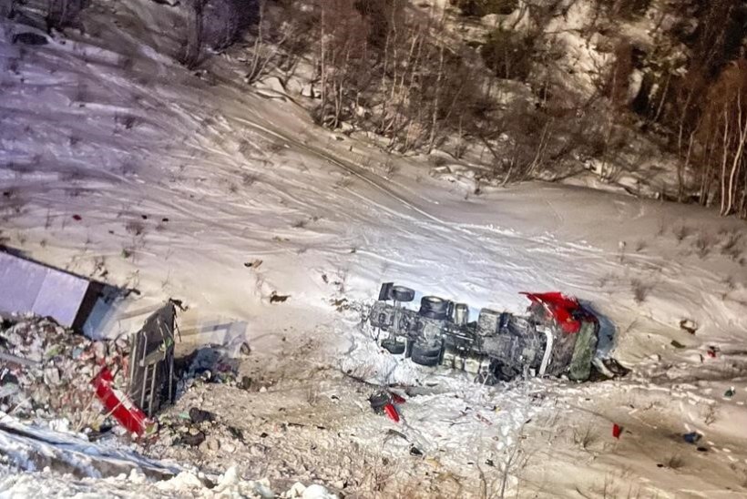 Eesti numbrimärgiga veoauto põrutas Norras kuristikku
