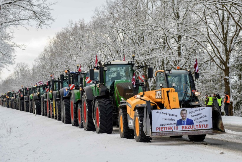 „KANNATUSTE KARIKAS ON TÄIS!“ Ka Läti põllumehed ajasid traktoritele hääled sisse ja asusid protestima