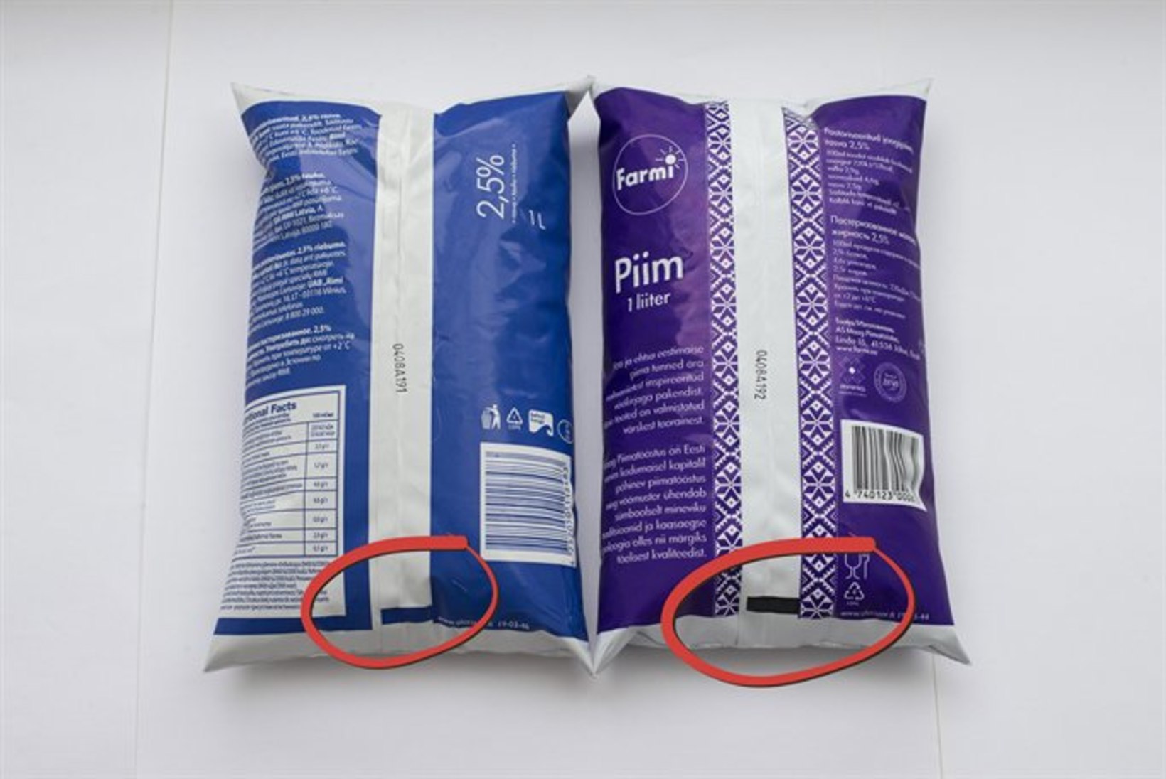 Miks on piimapakkidel sinine või must ristkülik?