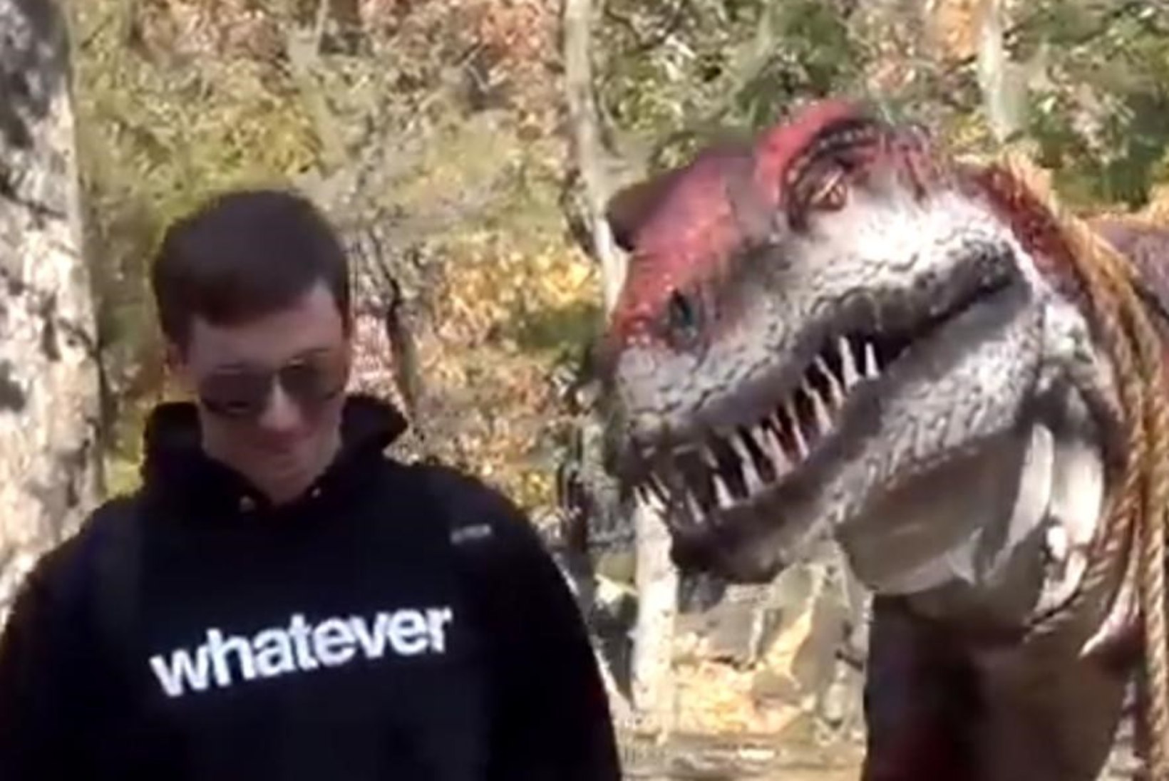 VIDEO: mees jalutas pargis oma dinosaurust!
