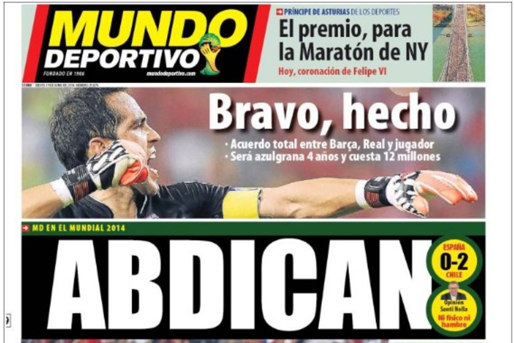 FOTOD! Hispaania krahh jättis Barcelona ajalehed külmaks, kirjutati hoopis Tšiili väravavahist!