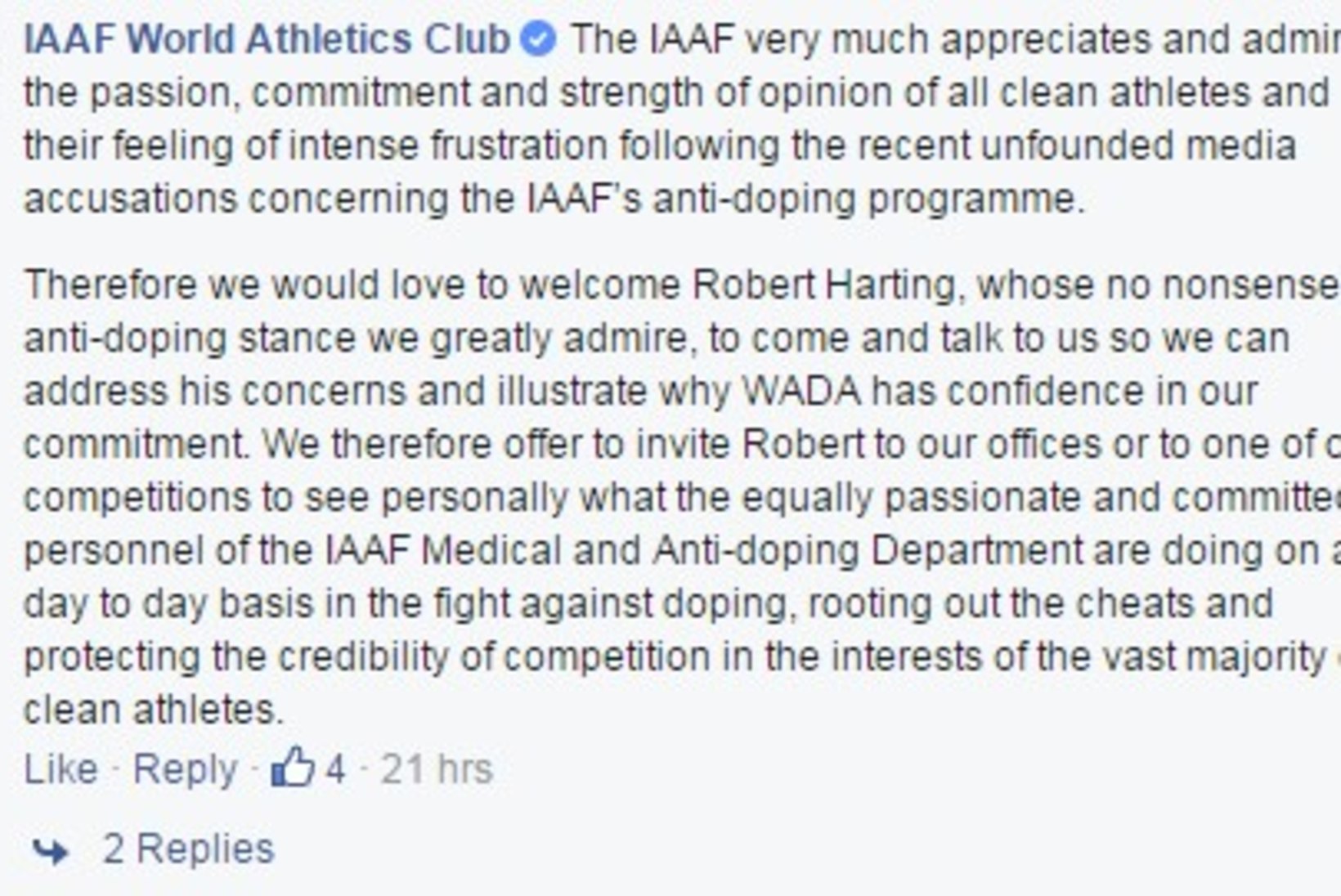 IAAF kutsus Hartingut dopingu köögipoolega tutvuma