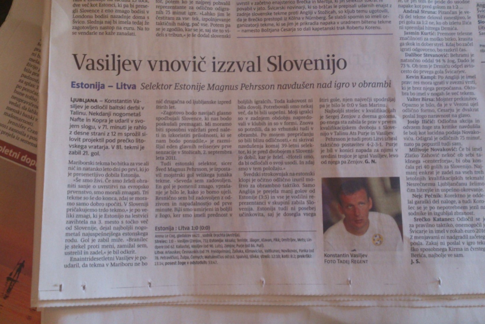 Sloveenia ajaleht pühendas Vassiljevile eraldi artikli 