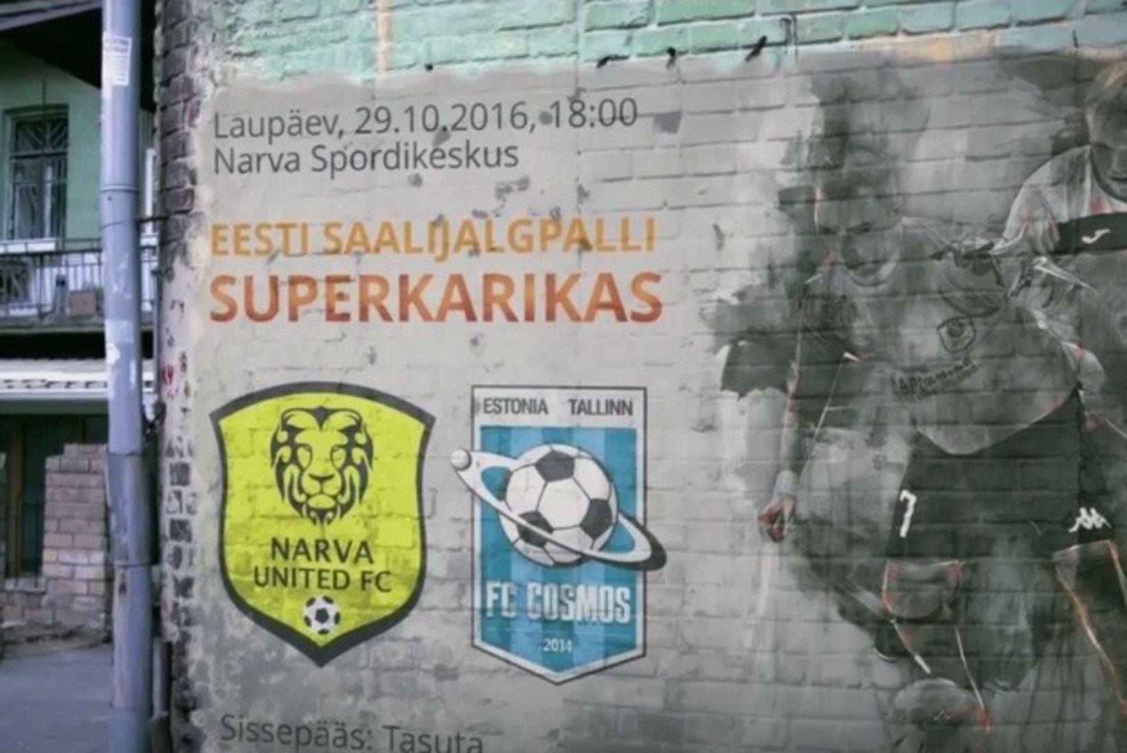 VIDEO | Narva vutiklubi valmistas tiitlimängu eel huvitava seinamaalingu
