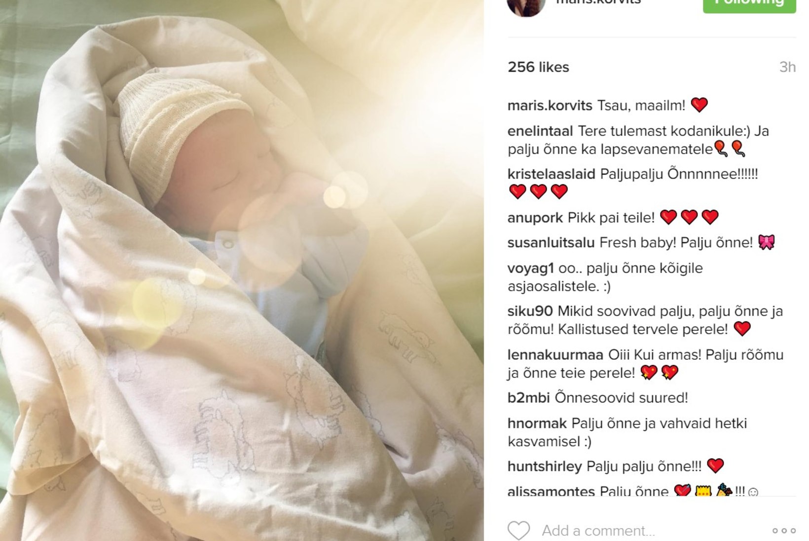 PALJU ÕNNE! Genka ja Maris Kõrvitsa perre sündis teine laps!