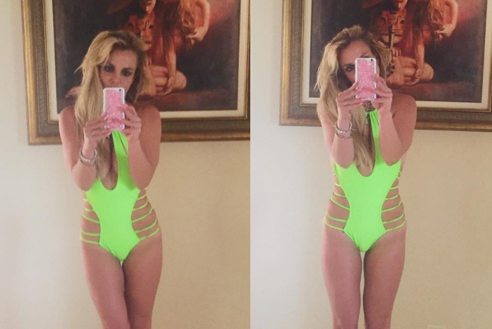 FOTOD | Britney või Borat? Popstaar tõmbas selga rohelise trikoo