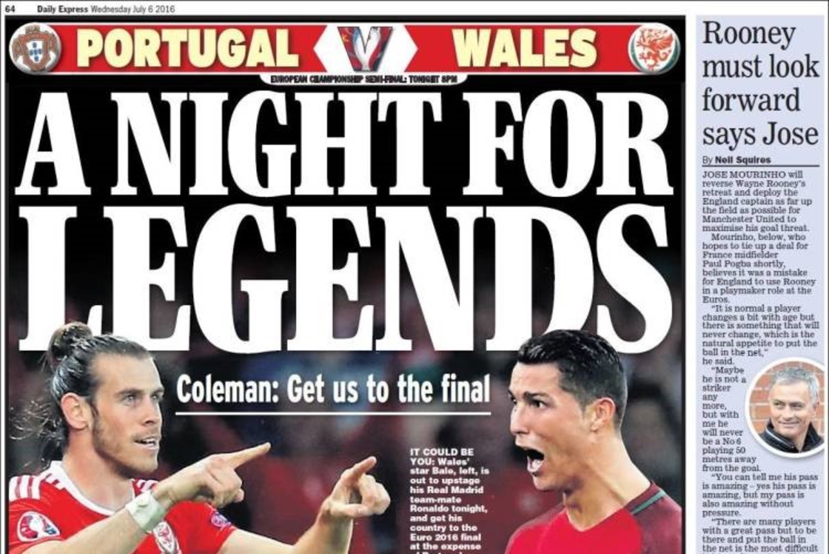 FOTOD | Vaata ilusaid Wales - Portugal duellile pühendatud ajalehtede esikaasi!