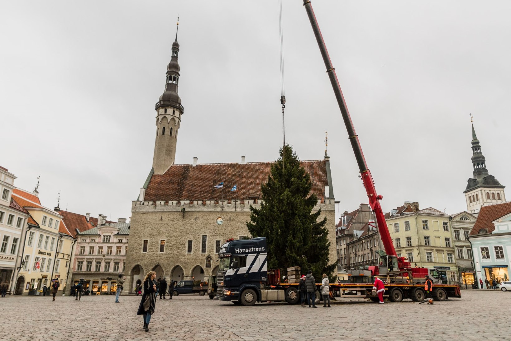 VIDEOD JA PILDID | Tallinna jõulupuu jõudis Raekoja platsile 