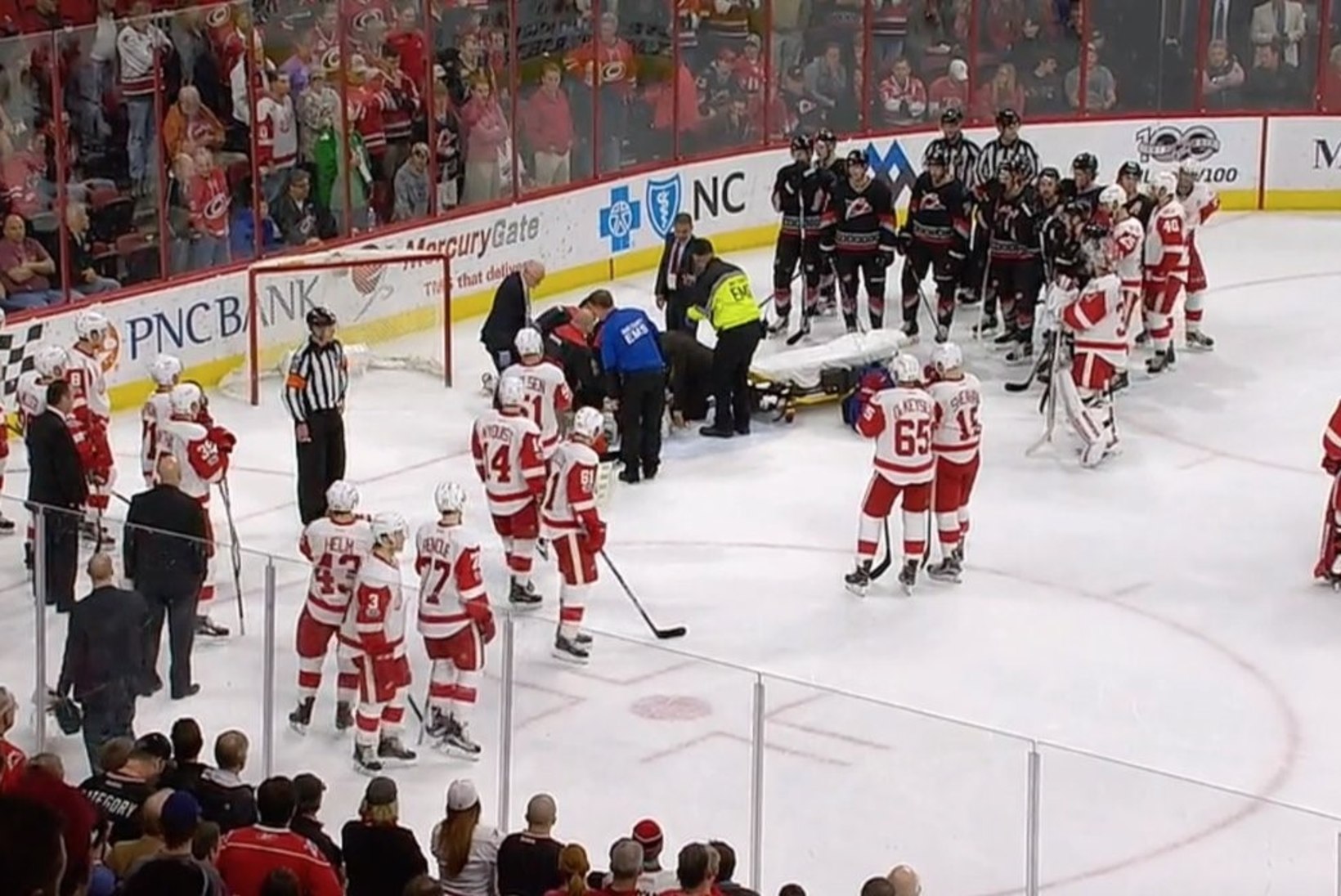 VIDEO | NHLi väravavaht viidi väljakult kanderaamiga minema