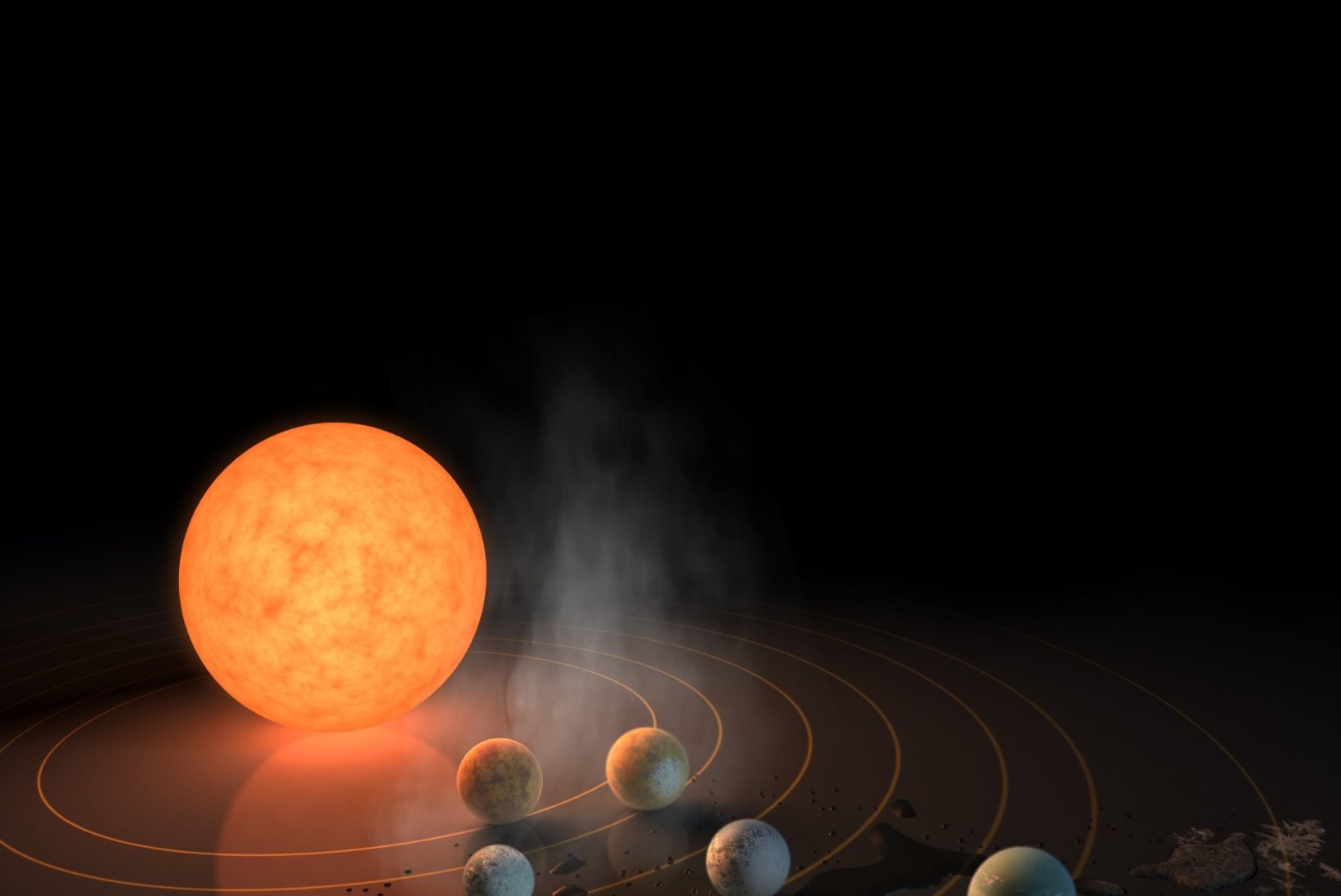 Harukordne leid: ühe tähe ümber tiirleb seitse Maa-sarnast planeeti