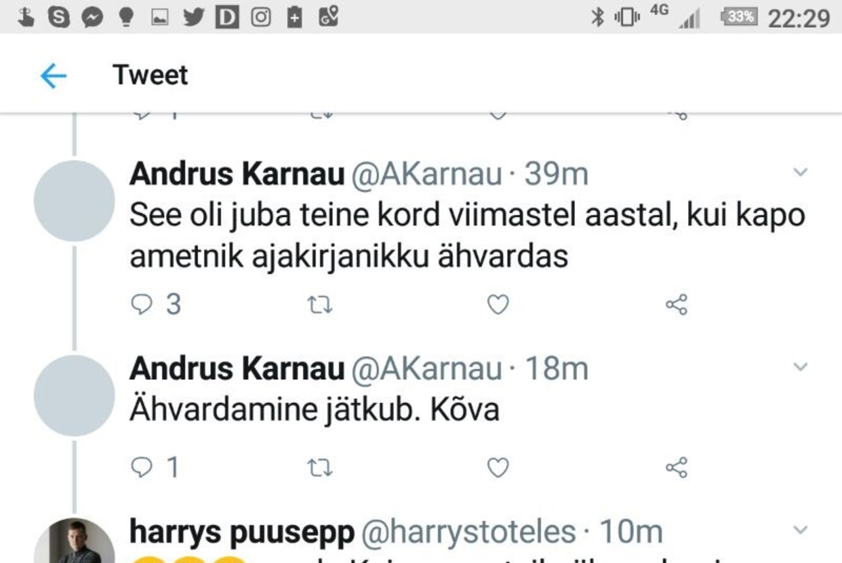 Andrus Karnau sattus kapo pressiesindajaga säutsusõtta! Loe vihaseid postitusi, mis Twitterist kustutati