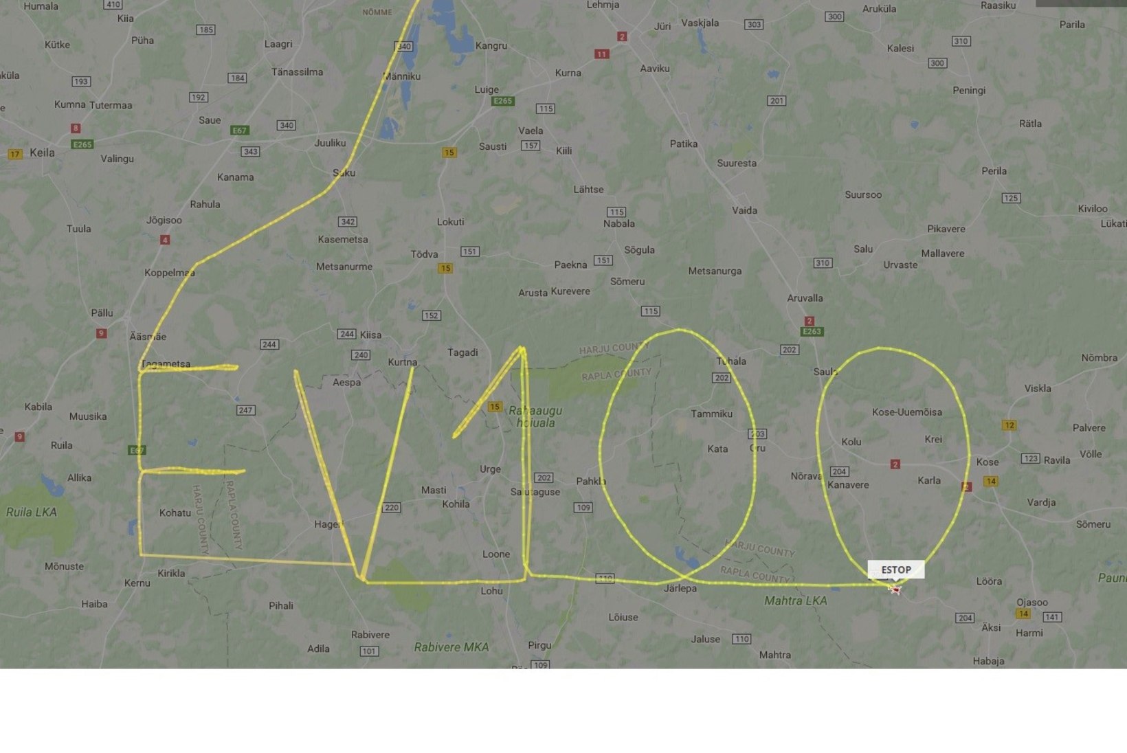 PILTUUDIS | Kopterimees joonistab taevasse EV 100 tervituse