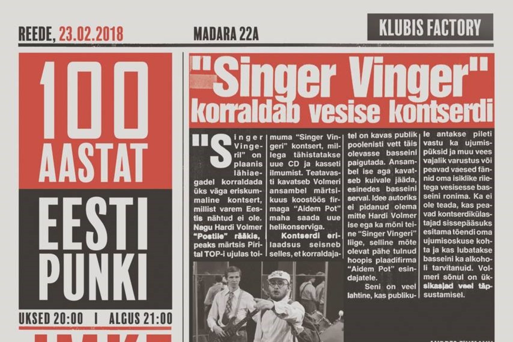 JUUBEL: Singer Vinger, J.M.K.E. ja Psychoterror ehk 100 aastat Eesti punki!