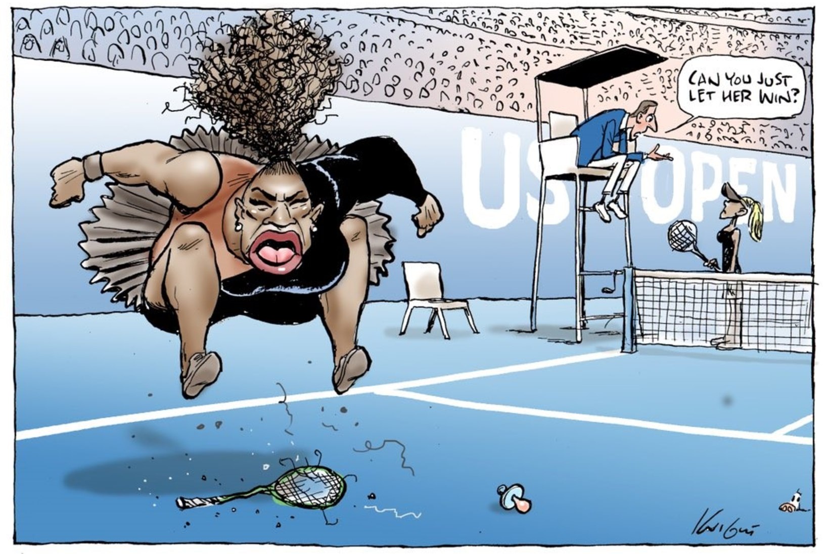 Serena Williamsist teravmeelse karikatuuri joonistanud austraallane langes rünnaku alla