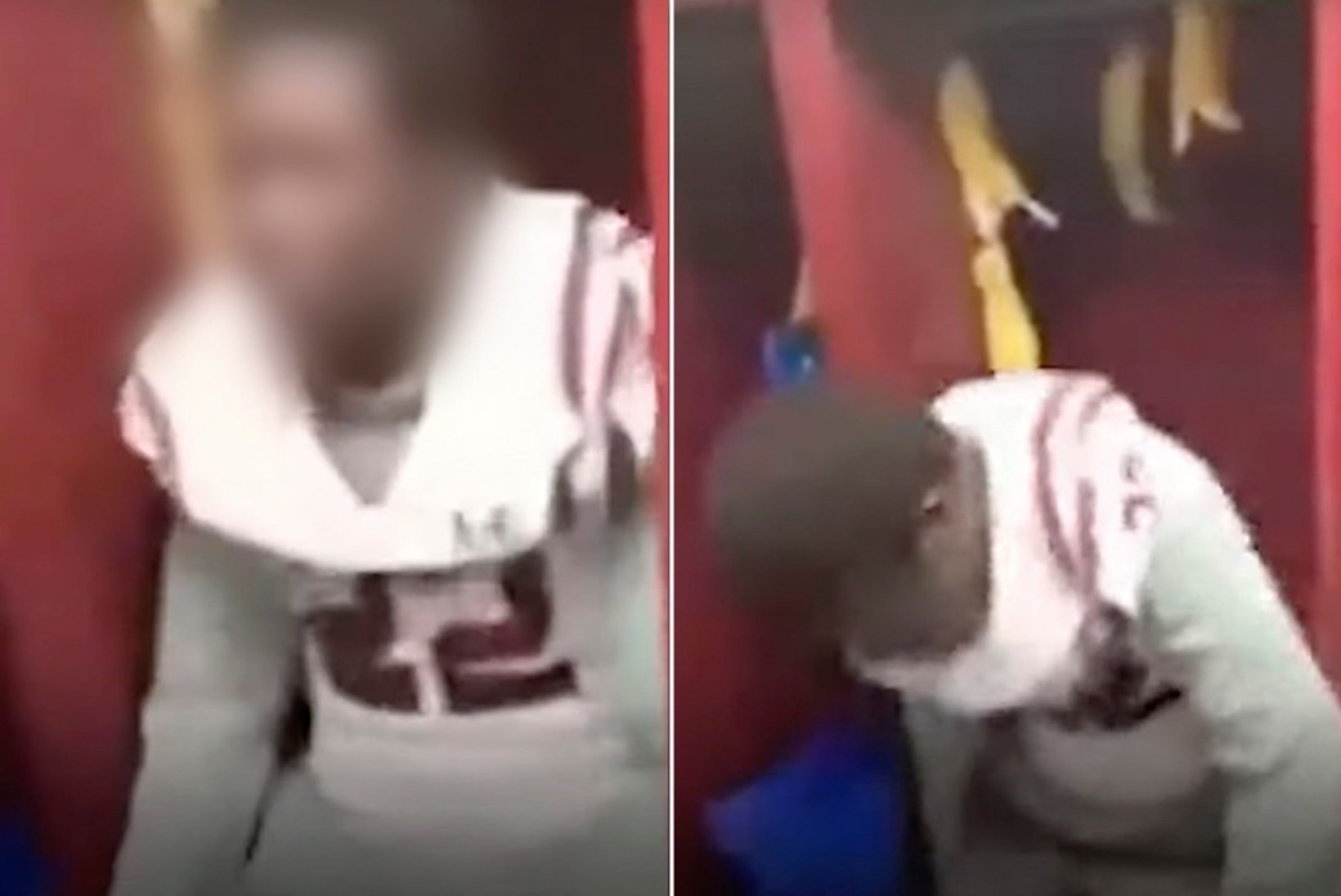 VIDEO | Häirivad kaadrid! Noort ameerika jalgpallurit sunniti banaanikoortega poseerima: „Muidu murrame su mõlemad jalad!“