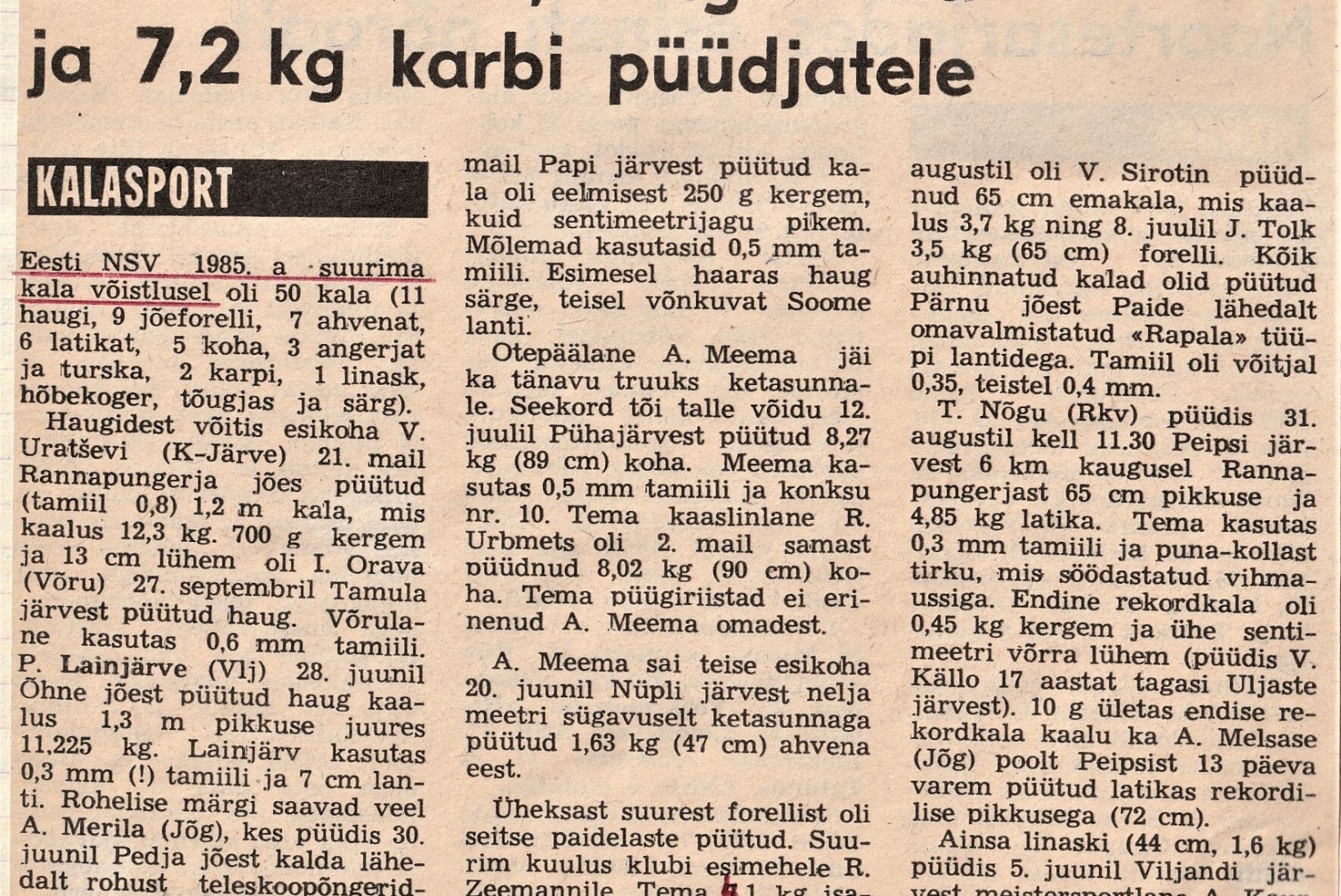 Veterankalamees Katenevi päevikud 1985-1986: tööd palju, kalale enam nii tihti ei pääse