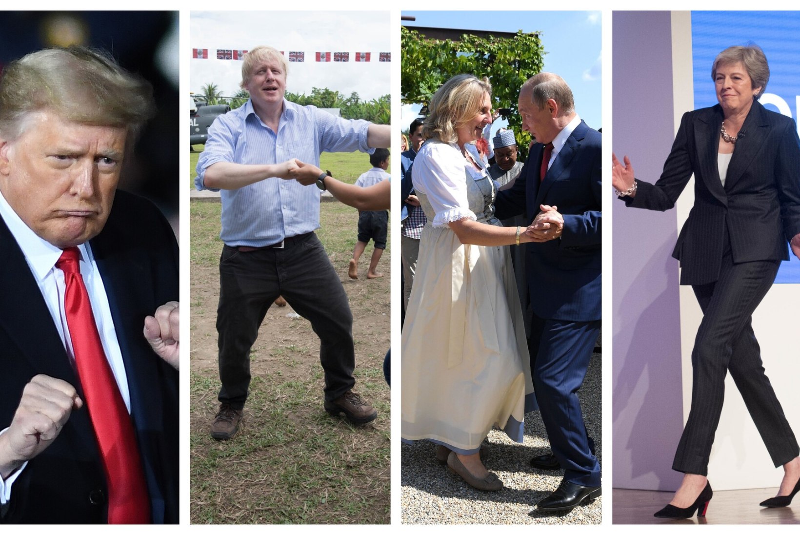 VIDEOD | TANTSUD RIIGIPEADEGA: vaata, kuidas keerutavad jalga (või kätt) Vladimir Putin, Dmitri Medvedev, Donald Trump ja Boris Johnson! 