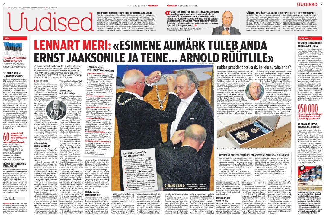 ÕL ARHIIV | Lennart Meri: „Esimene aumärk tuleb anda Ernst Jaaksonile ja teine… Arnold Rüütlile!“