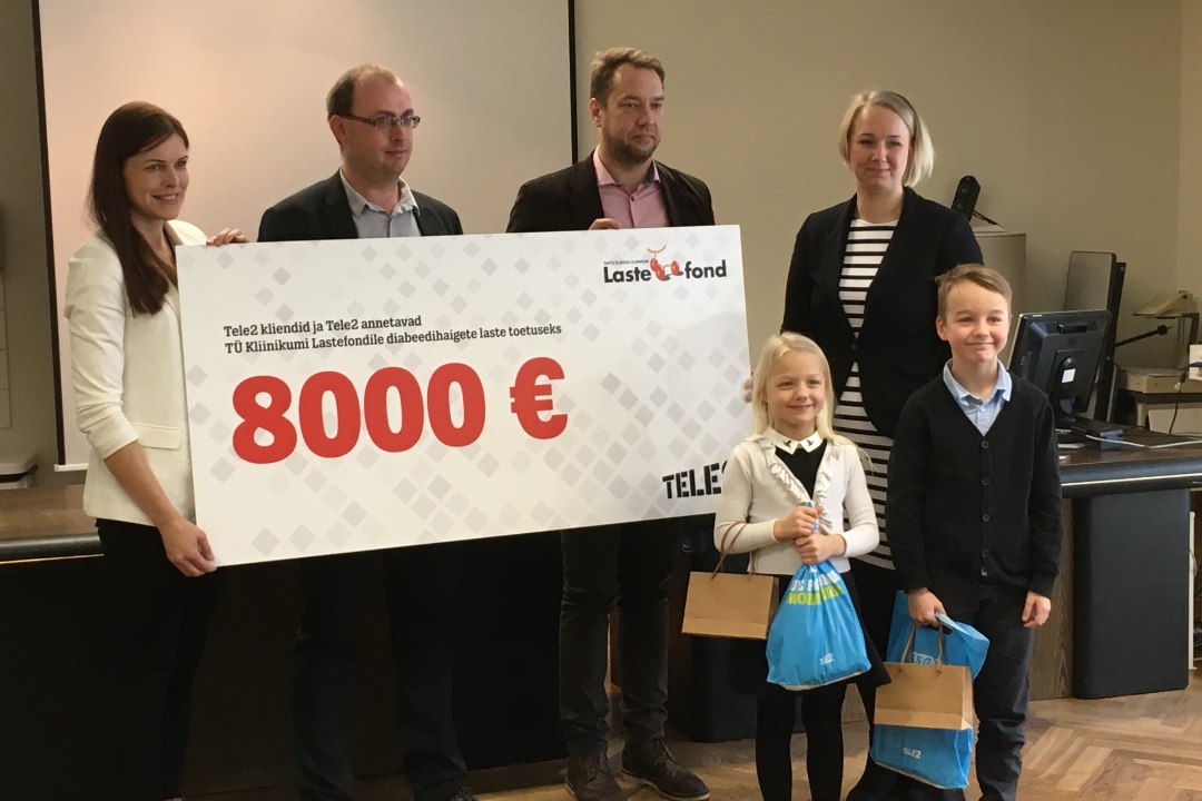 Tele2 kogus vanade mobiilidega diabeedihaigete laste toetuseks 8000 eurot