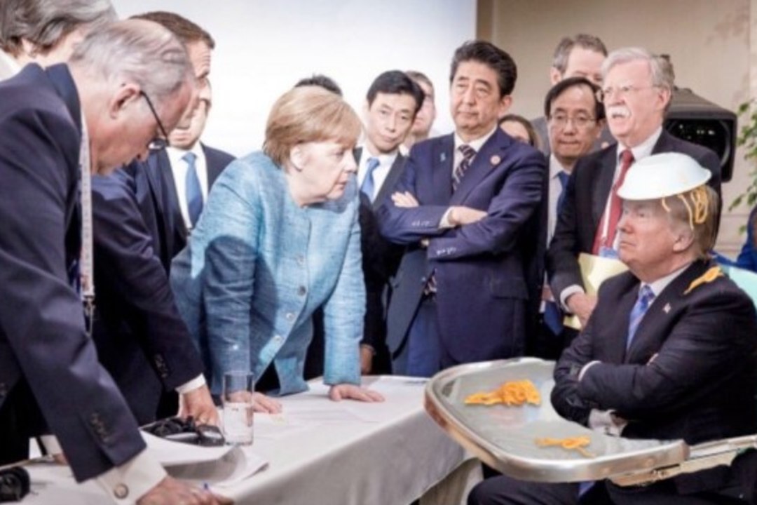 Range Merkeli ja jonnaka Trumpi foto inspireeris meemimeistreid