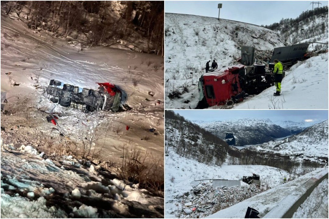AUTOJUHT PÄÄSES VAID IMEKOMBEL: Eesti veok põrutas Norras kuristikku kurikuulsal teel